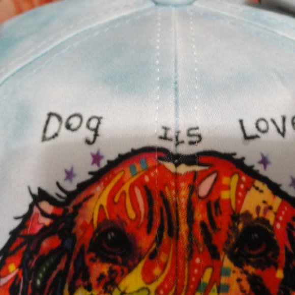 Dog is love Colorful Dog ball cap~EUC~tie dye blue, hook & loop back~Dog… - Picture 2 of 8